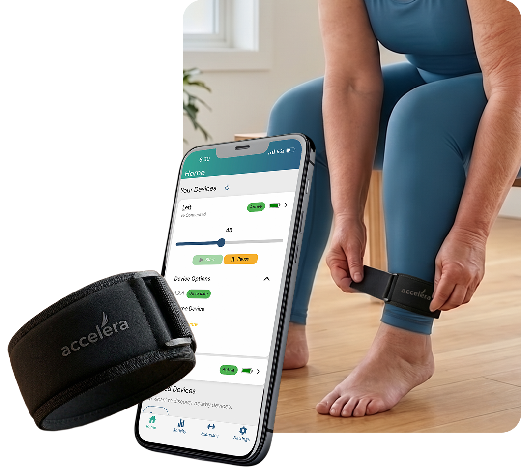 The Accelera app paired with a Proprio band